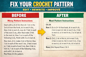 rewrite, edit and fix your crochet or knitting pattern professionally