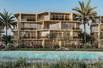 render3d apartment complex,community development,duplex beachfront,resort living
