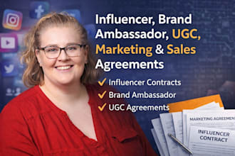 draft influencer, brand ambassador, ugc, sales, marketing contract and agreement