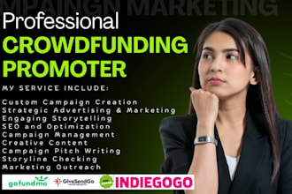 do crowdfunding creation and promotion for charity gofundme, givesendgo campaign