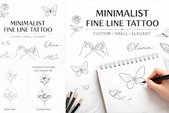 design a minimalist fine line tattoo or small custom tattoo art
