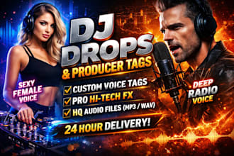 create, record dj drops, producer tags and radio voice intros with fx