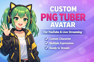 design a cute custom png tuber avatar with expressions