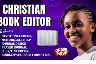 proofread, edit memoir, devotionals, self help, christian book editor for kdp