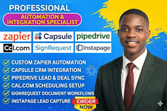 integrate zapier automation capsule CRM pipedrive calcom signrequest instapage