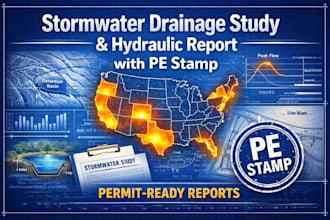 design stormwater drainage study and hydraulic report with pe stamp ca tx fl ny