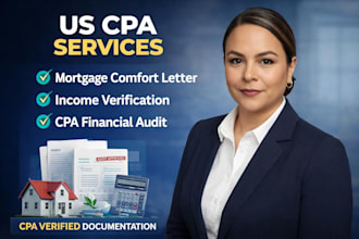 provide US CPA mortgage comfort letter, income verification CPA financial audit