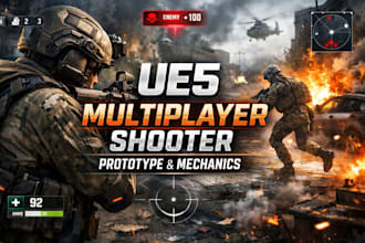 develop multiplayer unreal engine 5 game prototype, shooting game mechanics ue5