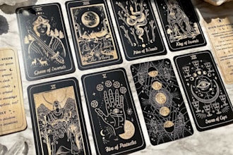 design custom tarot card, oracle deck, zodiac, tcg, mtg card illustrations