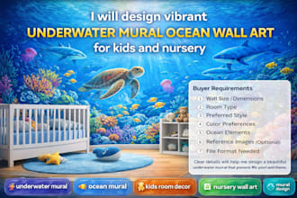 design vibrant underwater mural ocean wall art for kids and nursery