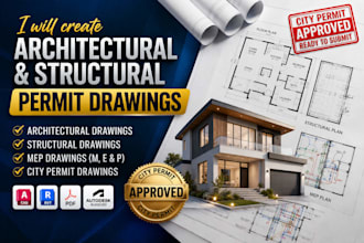 draw architectural permit, structural permit drawing, mep, city permit drawing