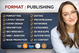 format, publish, optimize and lunch your book on amazon kindle kdp, amazon kdp