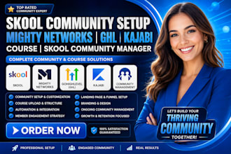 skool community setup mighty networks ghl kajabi course skool community manager