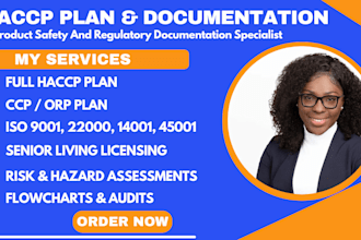 do haccp plan, food safety documentation and audits for food industry