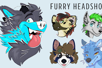 draw furry headshot furry pfp furry icon custom fursona art furry badge anthro