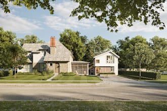 redesign render new construction home, luxury single family home, vent structure