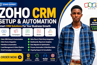 setup and customize zoho CRM zoho forms workflows and automation