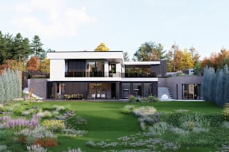 transform your space with corner lot housing, render farm home, exterior plan