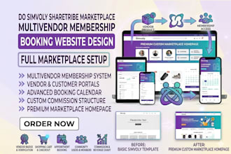 do simvoly sharetribe marketplace multivendor membership booking website design