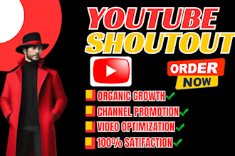 shoutout your youtube shoutout to 1million view, organic promo to boost usa subs