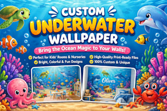 underwater wallpaper kids room mural ocean wall art nursery wall design