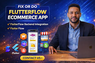 fix or do flutterflow ecommerce app, flutterlow backend integration flutter flow
