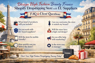 design high fashion beauty france shopify dropshipping store with eu suppliers