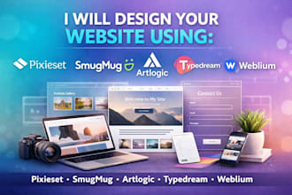 design your website using pixieset smugmug artlogic typedream and weblium