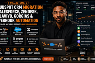 automate hubspot CRM migration salesforce zendesk klaviyo gorgias webhook