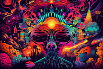 create custom rat fink style or psychedelic 2d artwork trippy hippie art