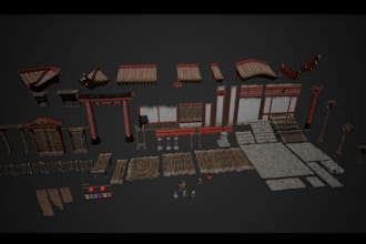 create game ready modular 3d props and kits for unity and unreal engine