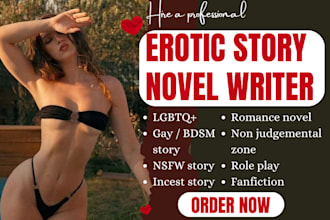 write smut erotic story, bdsm, lgbtq, nsfw fanfiction, romance novel ghostwriter