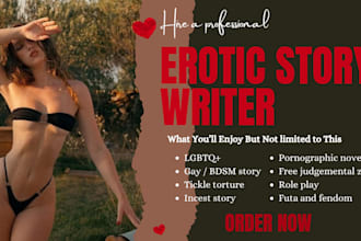 write erotic story, nsfw fanfiction, bdsm, smut, and contemporary romance novel