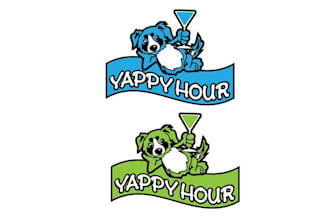create an artwork playful pet logo for yappy hour