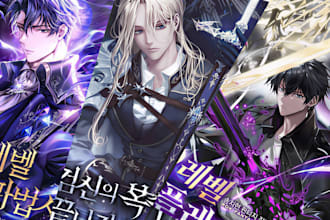 webtoon book cover art webnovel shonen manhwa light novel in anime manga style