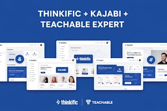 create a thinkific, kajabi, teachable online course website, learnworld