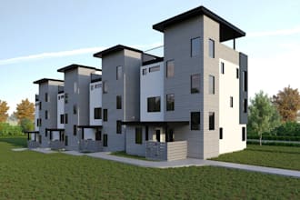 rebuild townhouse exterior 3d realistic rendering apartment layout plan design