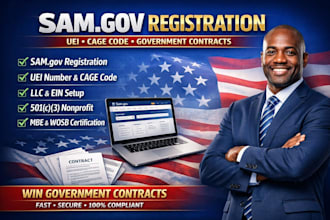 do sam gov registration, uei, cage code, llc, 501c3, government contract setup
