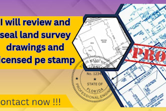 review and seal land survey drawings and licensed pe stamp