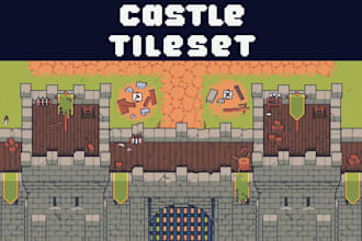 create pixel art tileset, pixel game art, and pixel background for video games