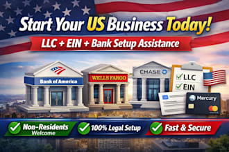 register USA llc ein and assist with USA business bank account creation