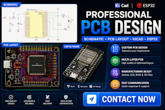 design professional pcb layout, schematic, circuit board, kicad, esp32, gerber