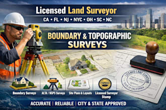 ca, fl, nj, ny, oh, sc, nc, land surveyor stamp land surveyor, boundary survey