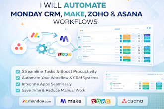 monday crm automation make com zoho and asana crm zapier automation