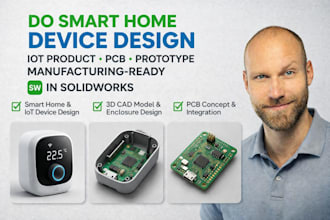 design smart home iot product, pcb enclosure, 3d industrial model in solidwork