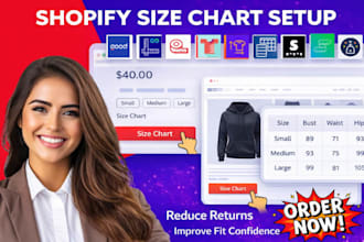 setup shopify tablepress kiwi smart bf pify mp csc ga esc size chart size guide