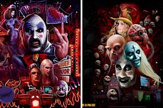 do vintage horror move poster heavy deathmetal gothic retro poster illustration