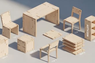 deliver custom flat pack furniture designs for woodworking