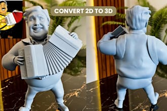 convert 2d to 3d character model stl file 3d printing  sketch to 3d sculpt