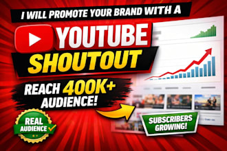 promote your brand with a youtube shoutout to 400k suscribers